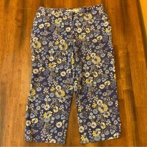 Lizgolf Capri pants size 12 blue and yellow floral Audra style vintage f…